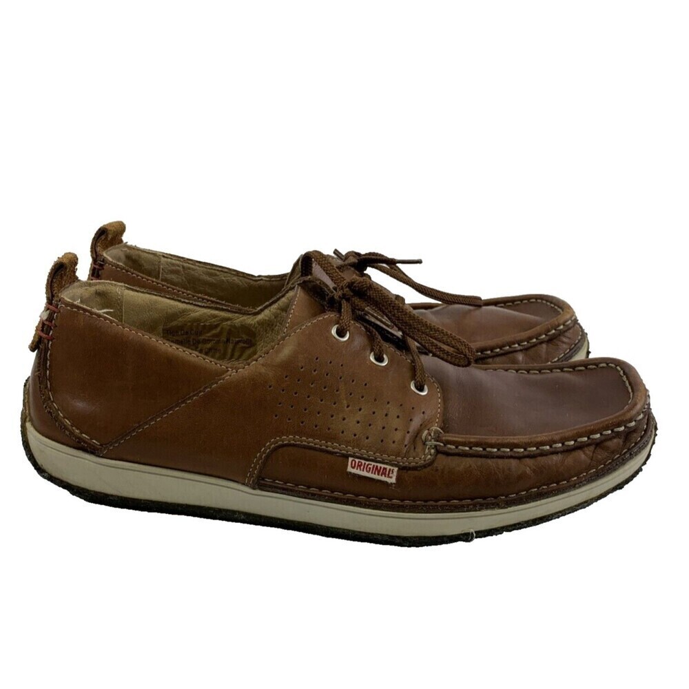 Clarks Originals Brown Leather Boat Shoe Crepe Sole LaceUp Casual Comfort Men 12